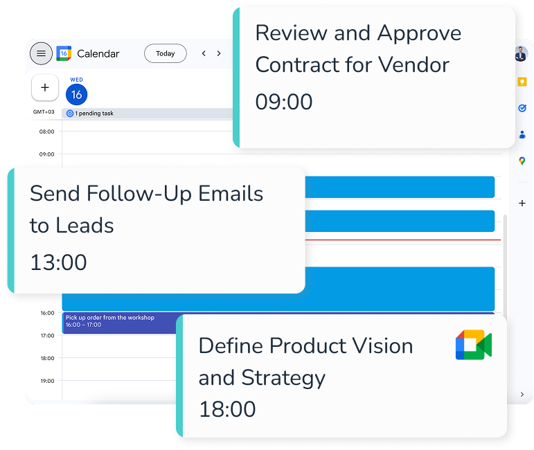 AICA assistant confirming the finalized meeting, sending reminders, and updating all participants automatically